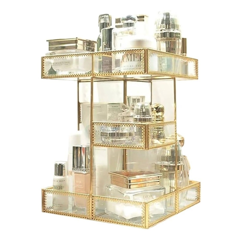Source Unknown Luxurious Gold Makeup Organizer